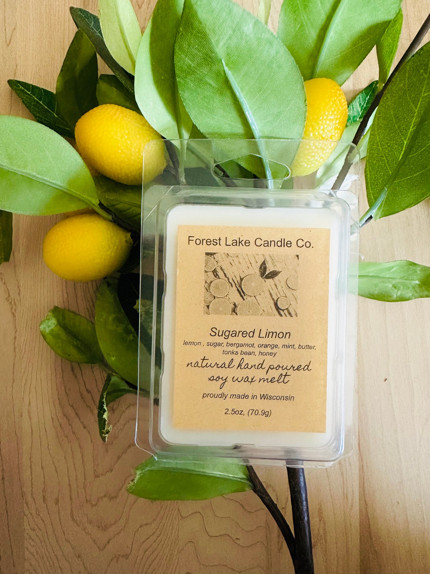 Sugared Limon wax melt, 100% soy wax, handmade, Eco-friendly, 2.5 oz