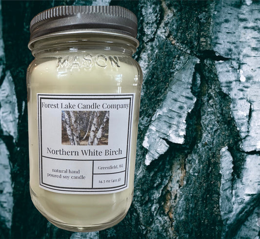 16 ounce soy mason jar candle. Northern White Birch