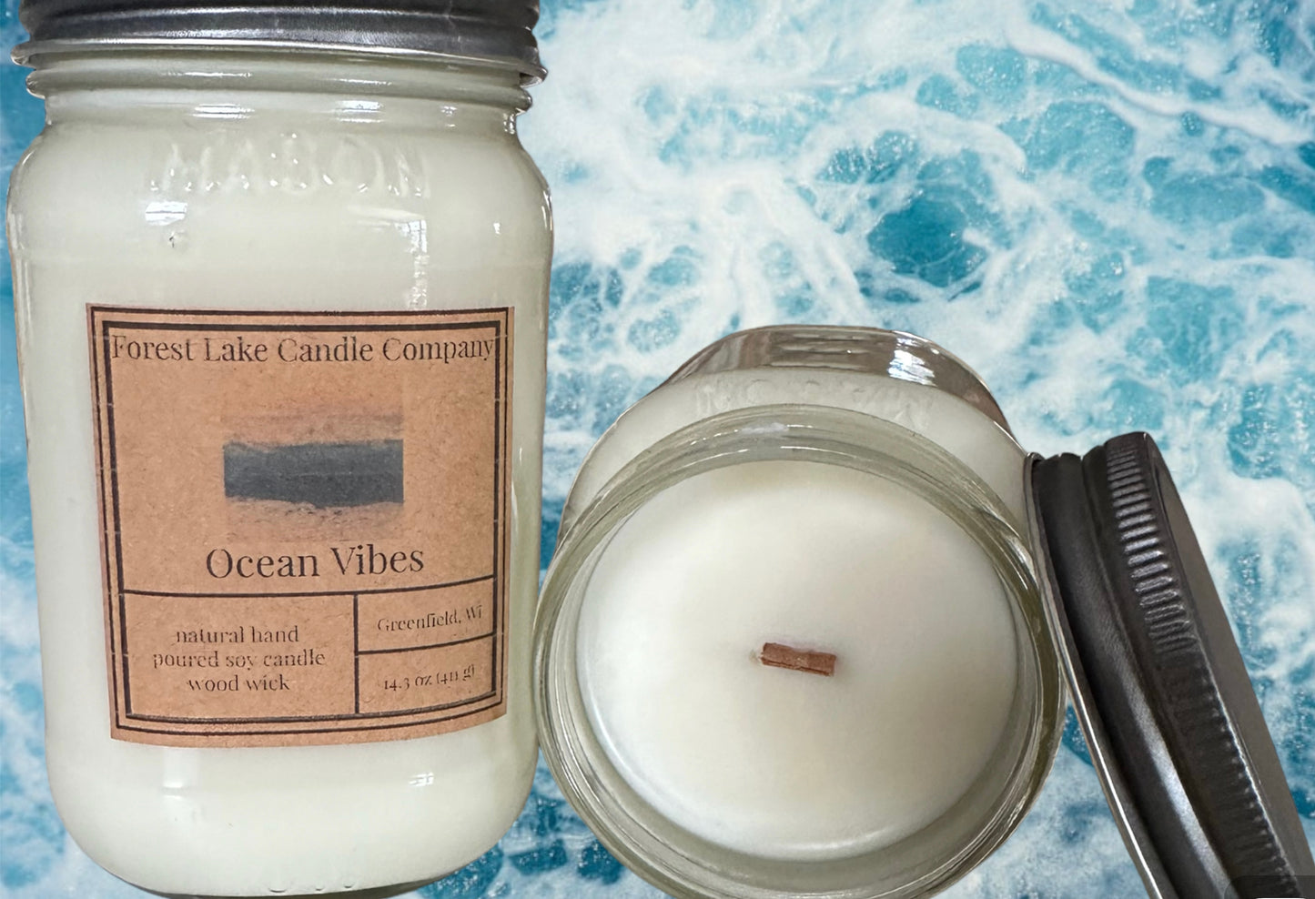 Ocean vibes ￼ 16 oz mason jar