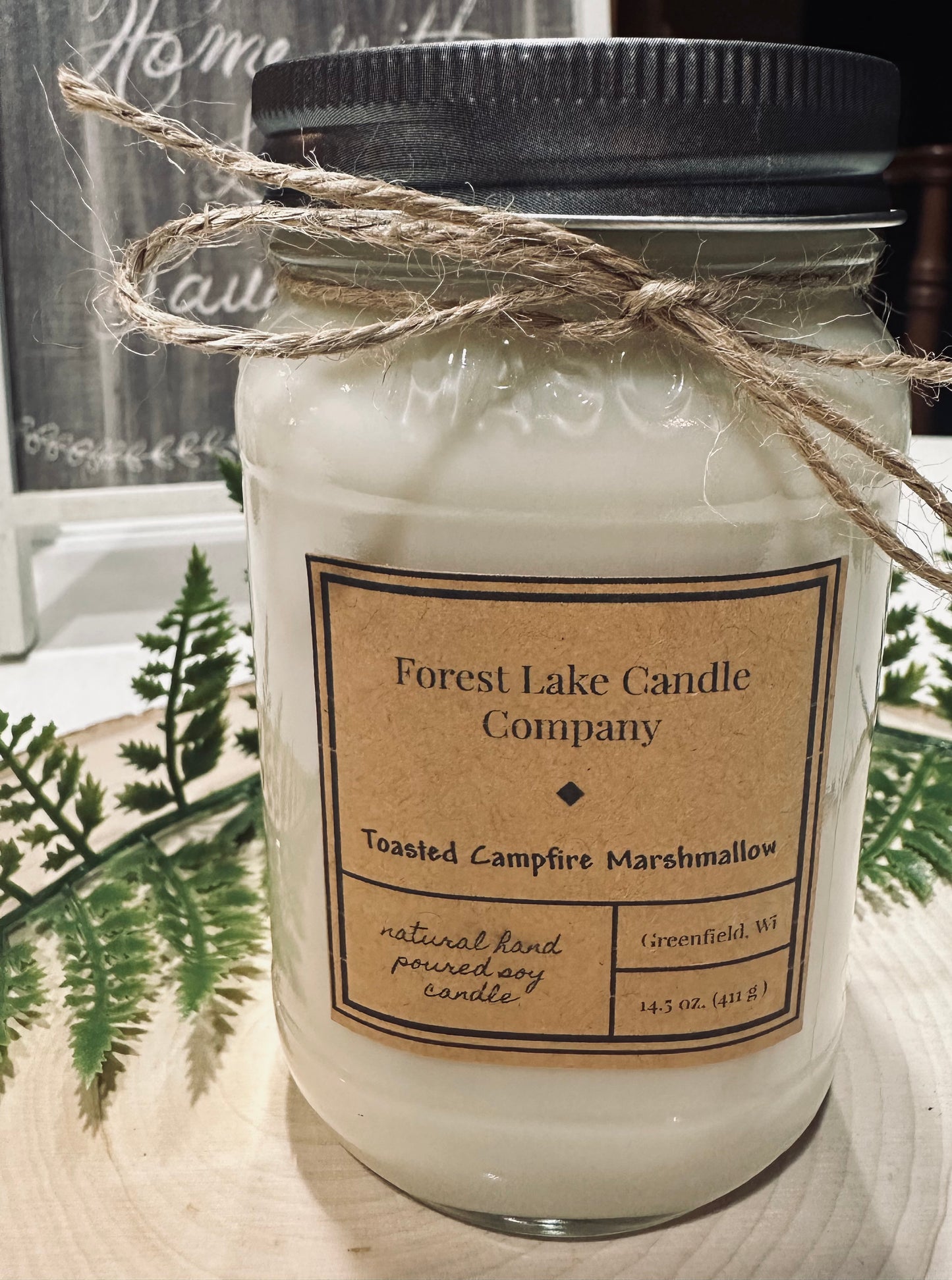 Toasted campfire and marshmallow 16 oz mason jar soy candle